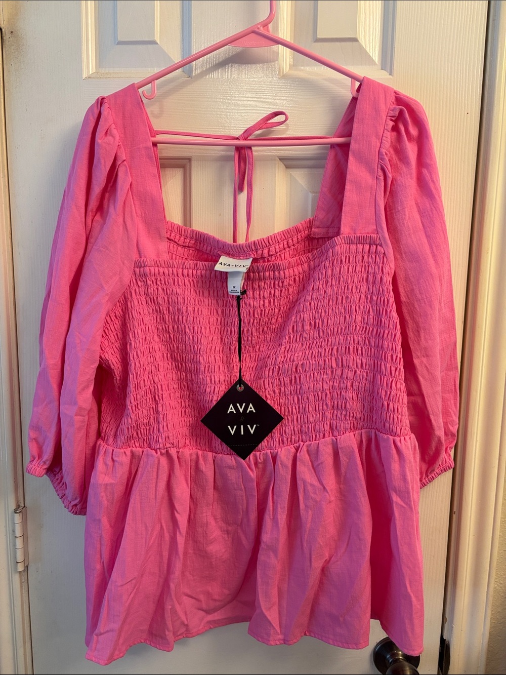 Ava & Viv Hot Pink Smocked Peplum